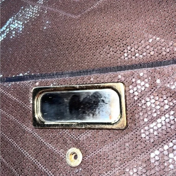 Black Chevron Sequins Envelope Clutch Purse with Strap - Picture 3 of 8